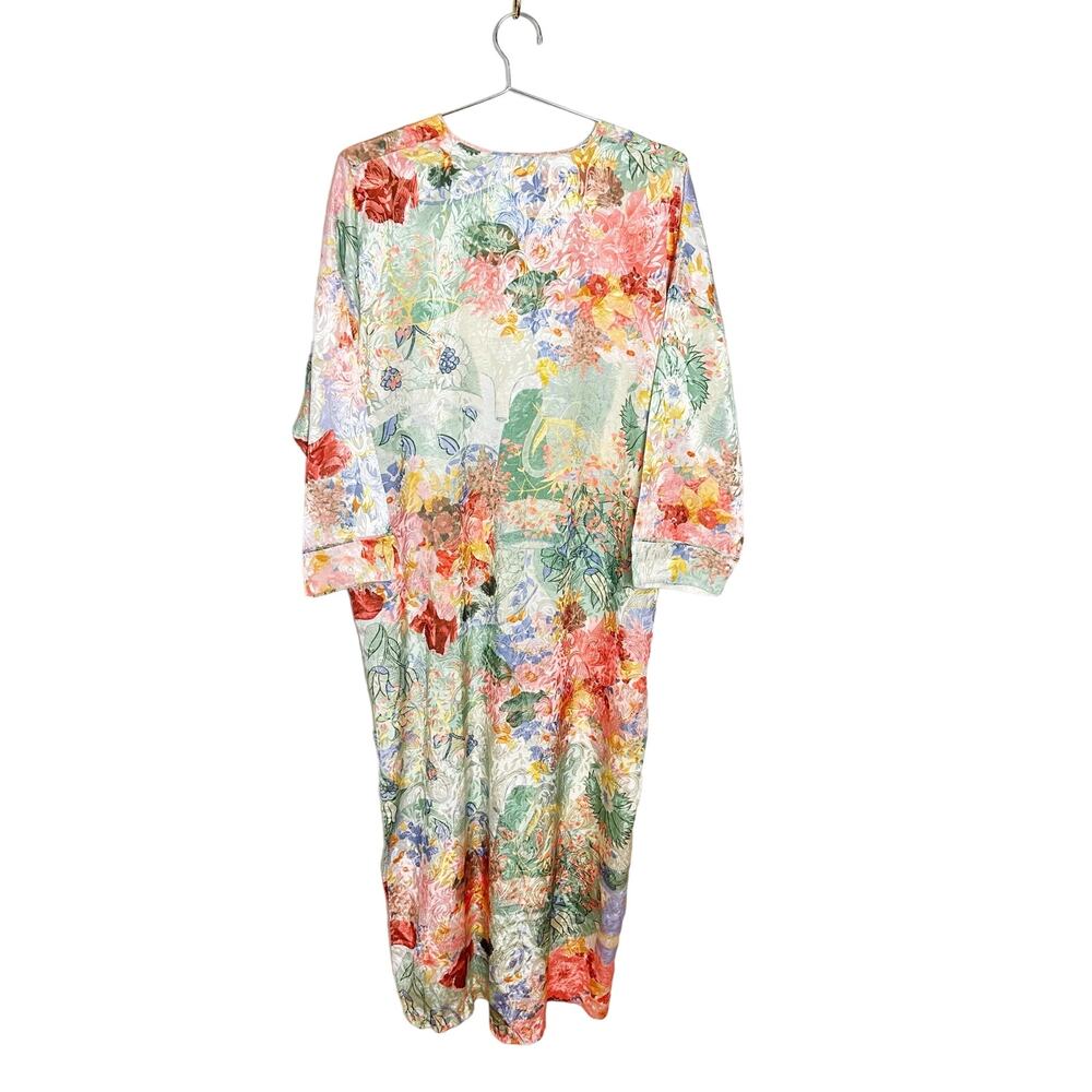 VTG Mary McFadden Long Caftan Mumu House Dress Abstract Floral Pattern One Size - Picture 7 of 12
